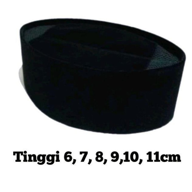 Songkok peci kopiah hitam kopiah hitam tinggi 6cm,7cm,8cm,9cm,10cm bahan tebal halus dan kokoh