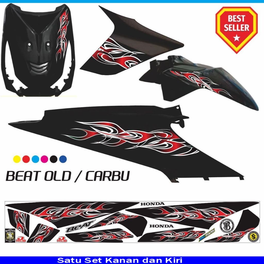 STIKER MOTOR / VARIASI STIKER MOTIF TRIBAL WARNA BEAT OLD CARBU