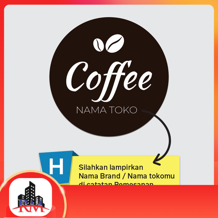 

Stiker Label Kemasan Makanan / Stiker Botol Kopi / Stiker Kue Kering - H, 4x4 isi 70pcs