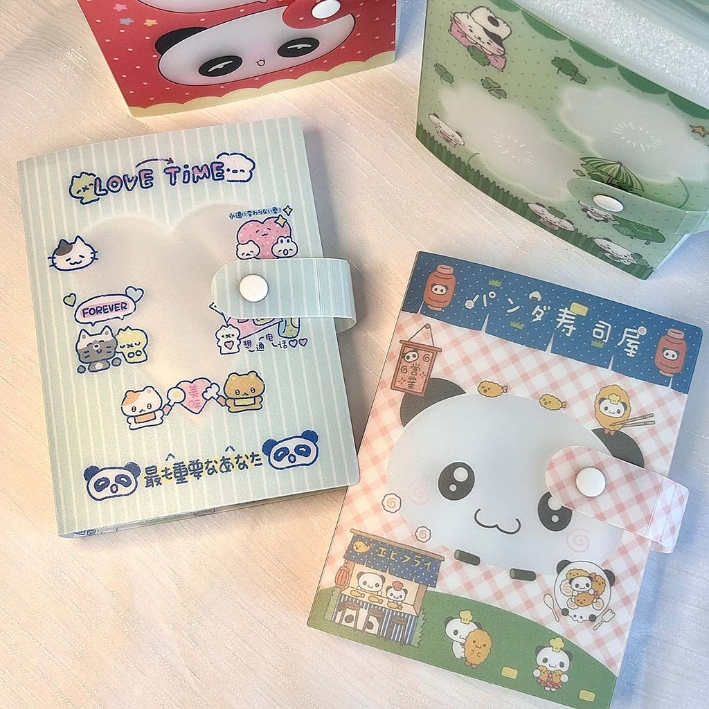 

Kawaii A6 Storage Binder Document Organizer with Clover Design Vintage Showa Style Fixed-page Scrapbook Stickers Binder
