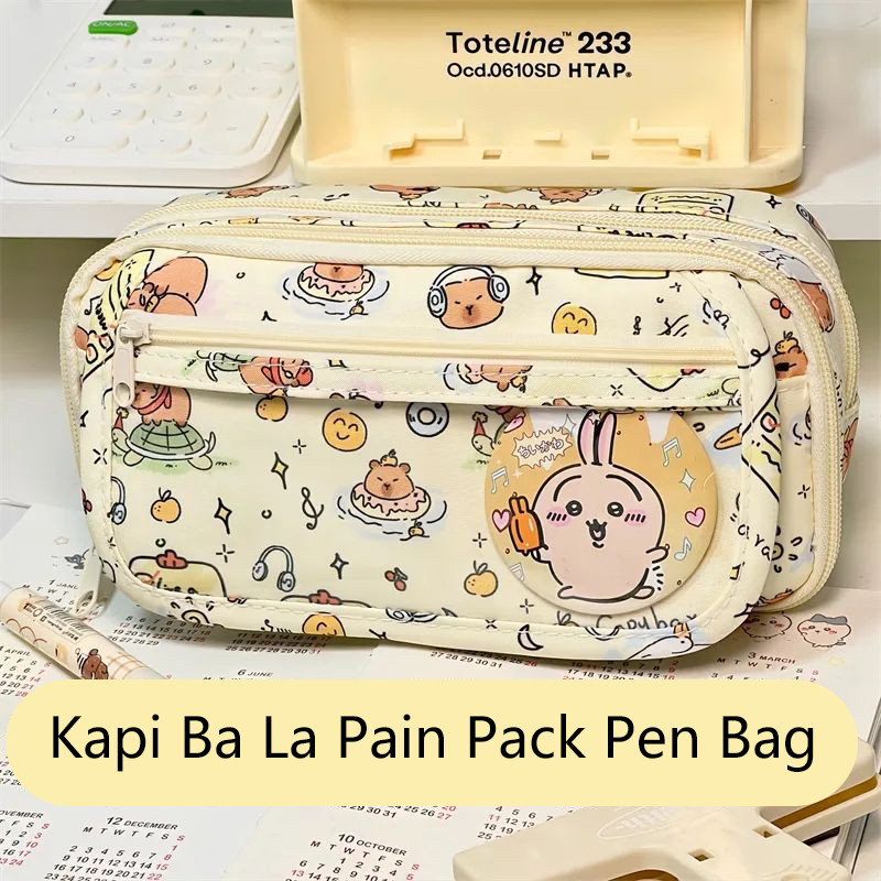 

Kawaii Capybara KT Cat Cute Large Capacity Pencil Case Stationery Supplies Multi-function Storage Bag Student School Supplies