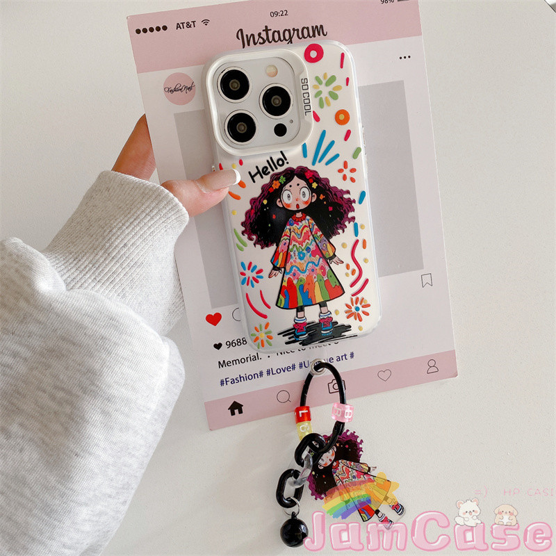 【Jam Case】case OPPO Gadis kecil kartun Casing ponsel cocok untuk OPPO A94 F17PRO Casing Anti PecahA5