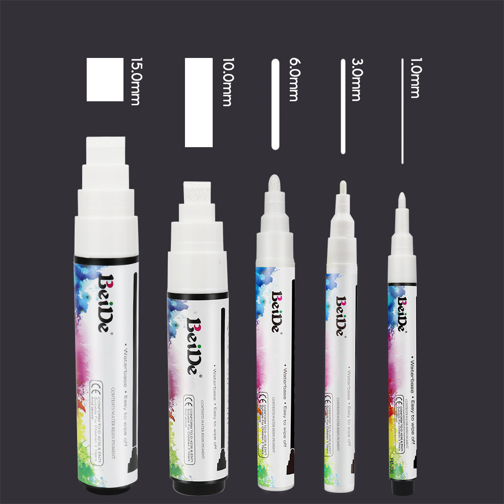 

5pcs White Chalk Marker Set Water-based Erasable Liquid Chalk Marker Pens for LED Board Window Glass Art Painting