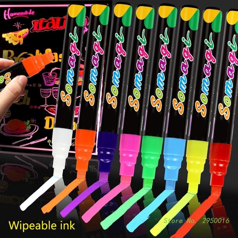

8Pcs Liquid Chalk Marker Pen, 8 Color Washable & Wet Erase Chalk Makers for Blackboards, Chalkboard Signs, Glass Window