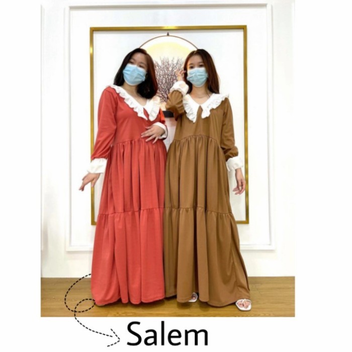 "WY.SY" -  TERLARIS Gamis Korean Style Warna Pastel Murah Promo Best Seller - Salem