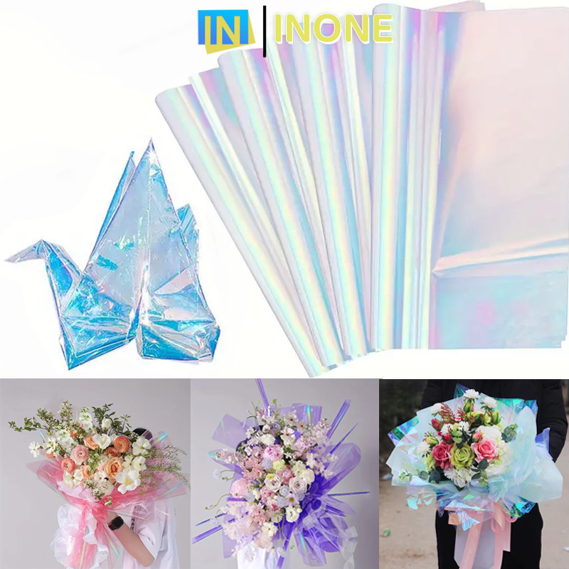 

INONE -【1 PACK ISI 20 LEMBAR】58X58CM Cellophane Hologram / Korean Wrapping Paper / Kertas Plastik Buket Bunga