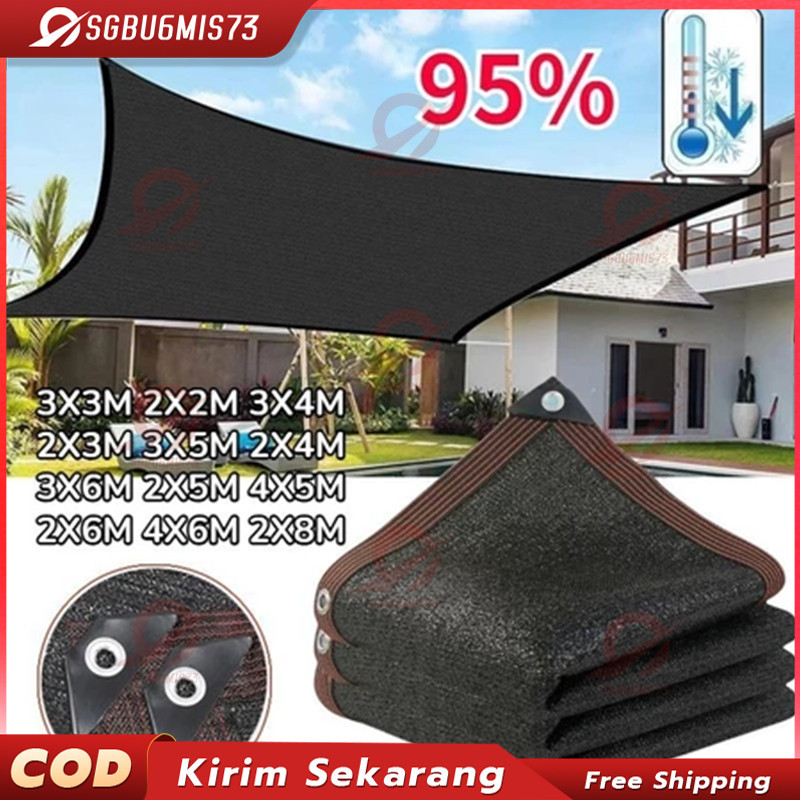 (COD)Paranet 95% Lebar 2/3/4 Meter Shading Net Nylon Anti Panas Enkripsi 12-pin Jaring Paranet Pelin
