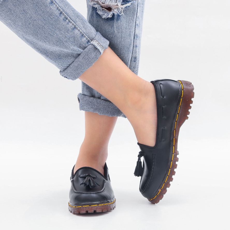 BARBATOS - Loafer Hitam Sepatu Formal Kulit Asli Sepatu Loafer Pria Wanita