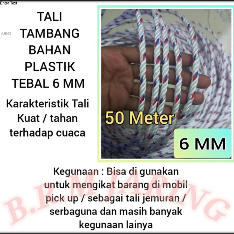 

TALI TAMBANG PLASTIK 6 MM 50 METER / TALI TAMBANG PPD / TALI 6 MM 50 METER / TALI TAMBANG 50 METER 6MM