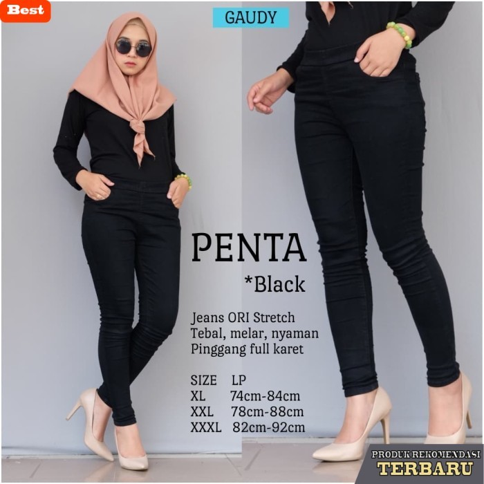 celana jeans wanita kekinian CELANA PANJANG DENIM JEANS WANITA PENTA BLACK