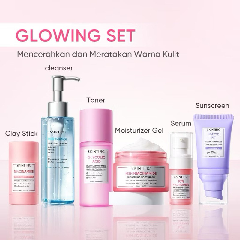 SKINTIFIC-6pcs Paket-Skincare Set/ Skintific Glowing Set