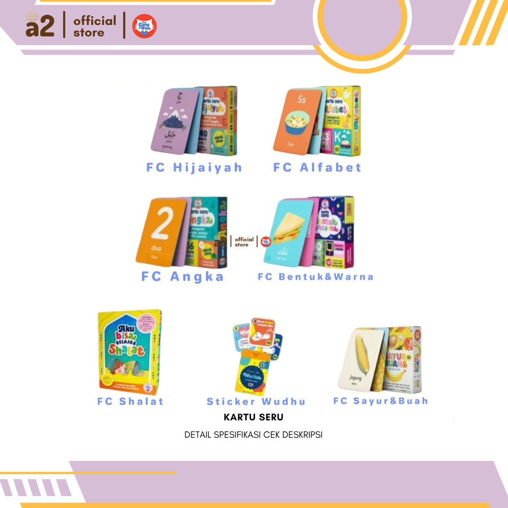 [TGOF] Flash Card Kartu Seru The Gang Of Fur Angka, Hijaiyah, Alfabet, Buah Sayur, Bentuk Warna, Aku