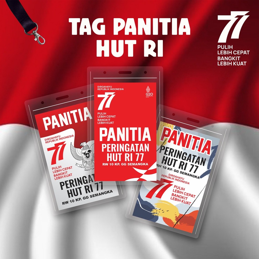 

Cetak Kilat - Tag Nama Panitia HUT RI / Panitia Jalan Sehat / Name Tag / Cocard / Co Card / ID Card Peserta / Kartu Panitia / Kartu Peserta / Keplek HUT RI 79