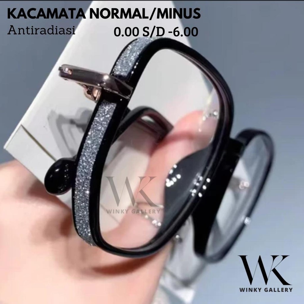WK-026 Kacamata Minus Fashion Korea Retro Anti Blue Light anti Radiasi Model Cat Eye gucc minus lens