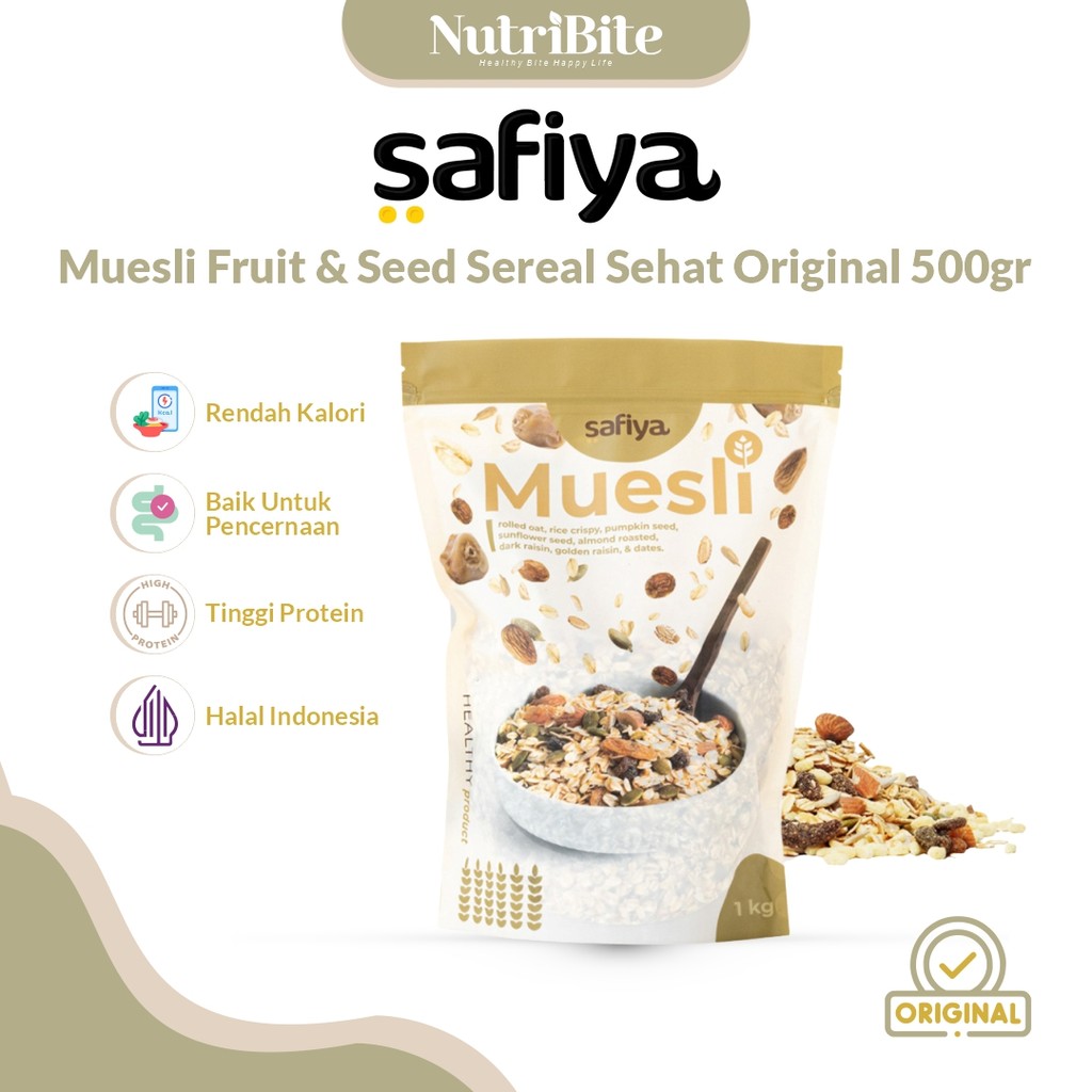 

SAFIYA Muesli Dried Fruit Seed Original Sereal Snack Diet Sehat 500 Gram