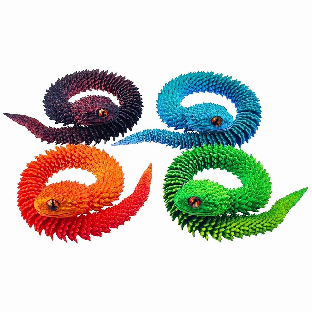 

2025 New Year Gifts Crafts 3D Printed Snake Movable Joint Simulation Snake Figurine Creative Home Office Desktop Ornament Crafts