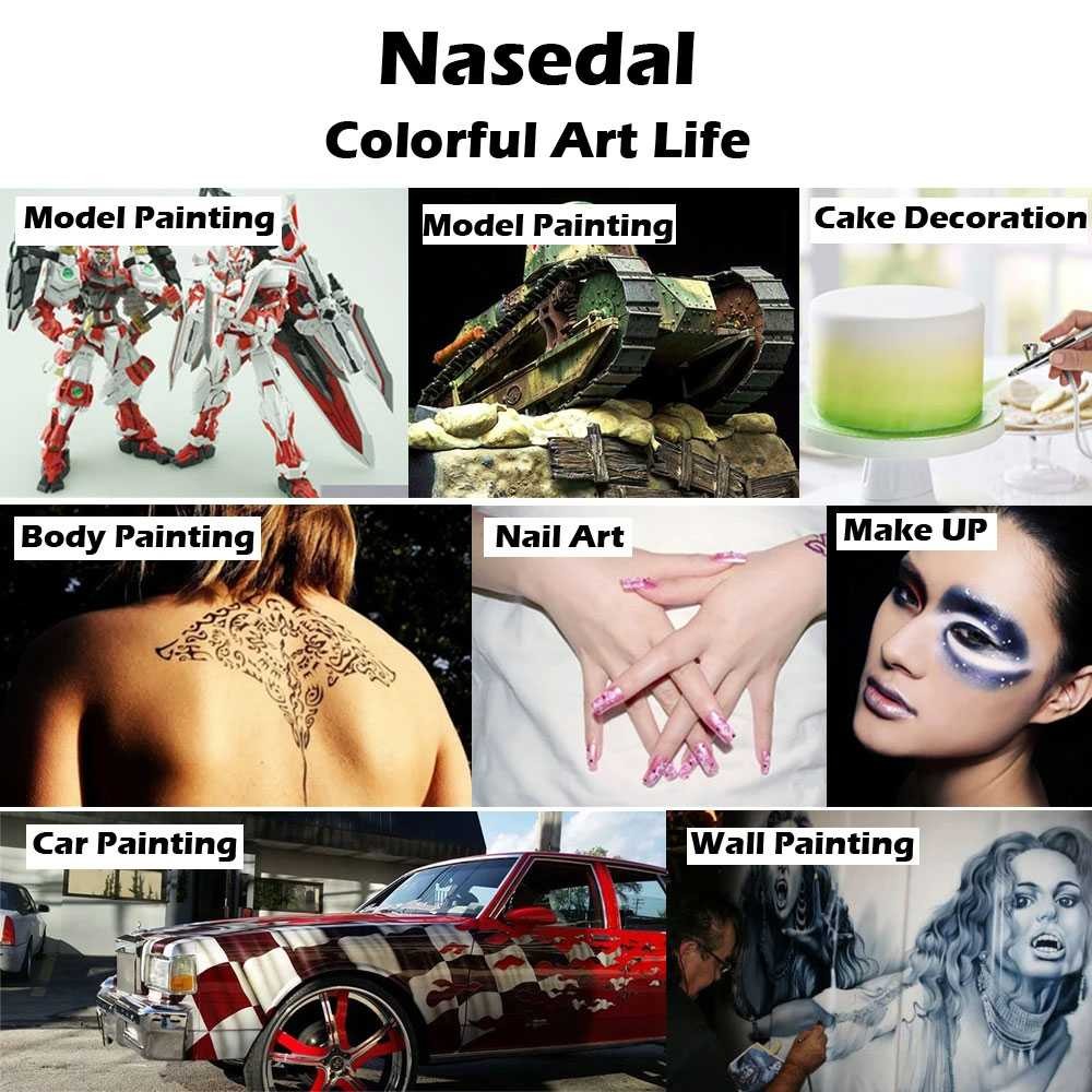 

LPKSTORE Nasedal Airbrush Spray Gun Set Dual Action Tattoo Nail Art Painting - NT-180K-3 LPKSTORE