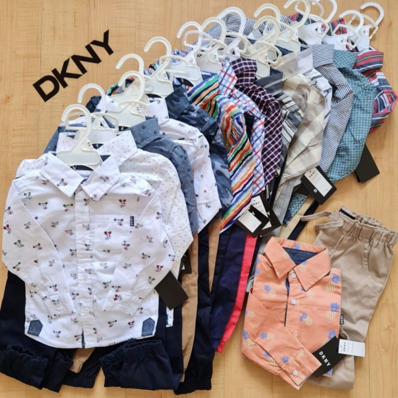 2pcs DKNY - SETELAN premium KEMEJA ANAK LAKI-LAKI ORIGINAL - SIZE 1 2 3 4 Tahun  - 2in1 kado anak co