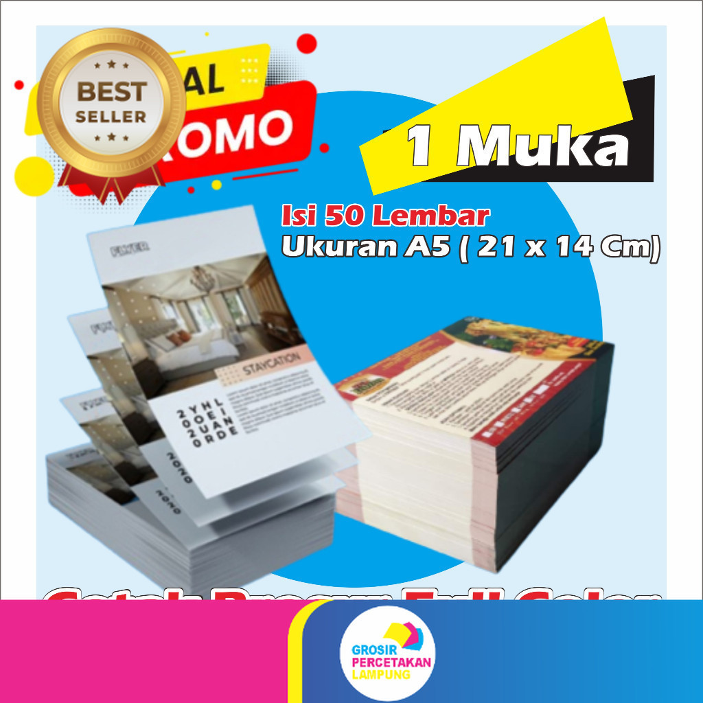 

Promo!!! Cetak brosur Ukuran a5 Full Color 1 muka Brosur custom kilat 50 lembar