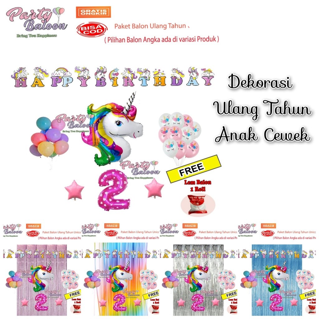 Paket Dekorasi Balon Ulang Tahun Anak Perempuan Set Decor Ultah Kuda Poni Hemat Murah