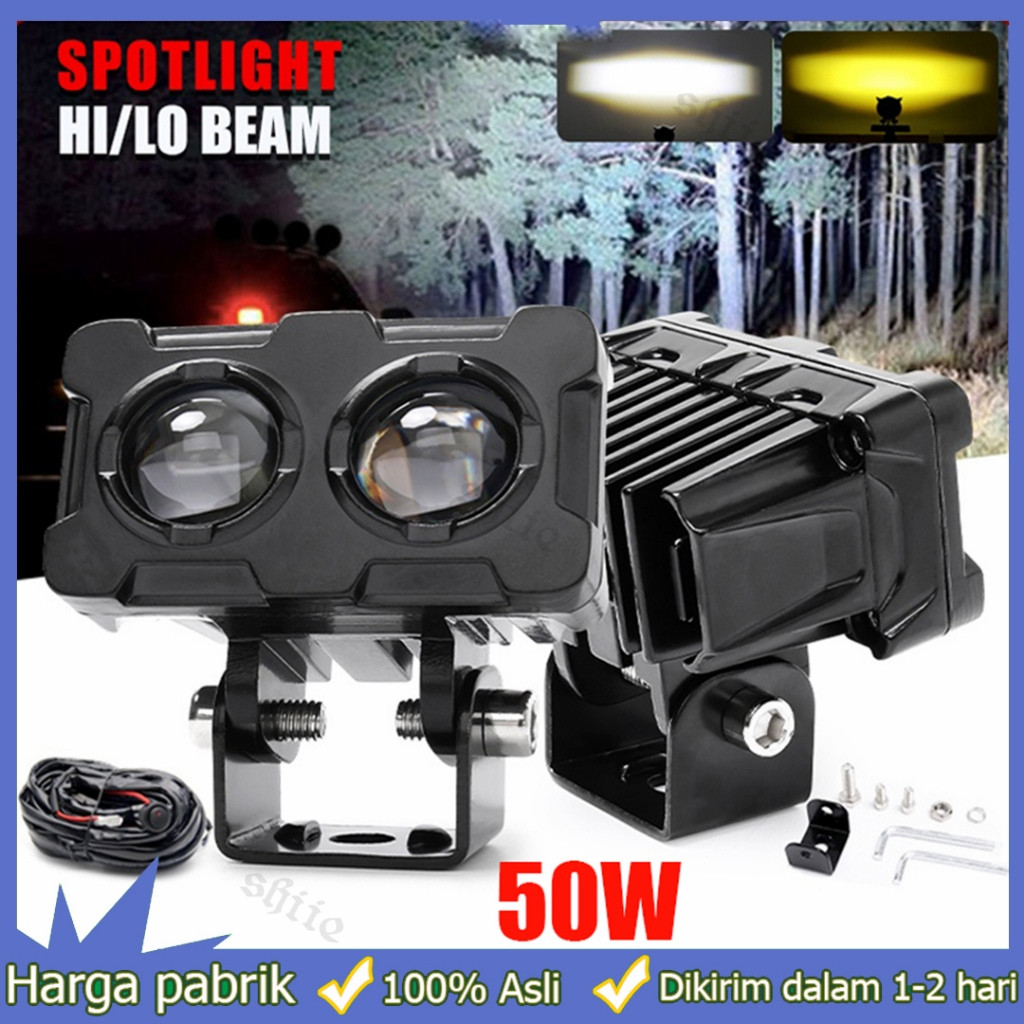 LAMPU TEMBAK SQL 2 MATA LED LASER GUN PUTIH - KUNING HIGH LOW PUTIH KUNING LAMPU TEMBAK SQL 2 MATA L