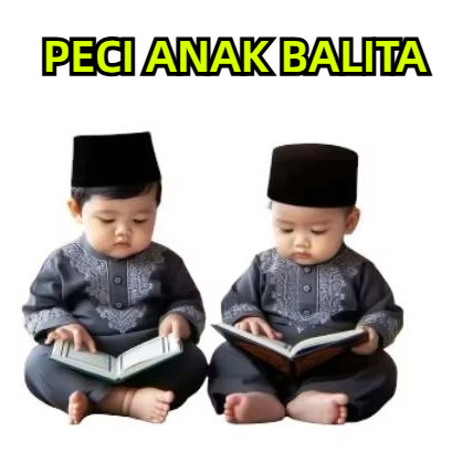 Peci hitam anak bayi laki-laki kopiah balita songkok hitam anak umur 2 bulan - 4 tahun