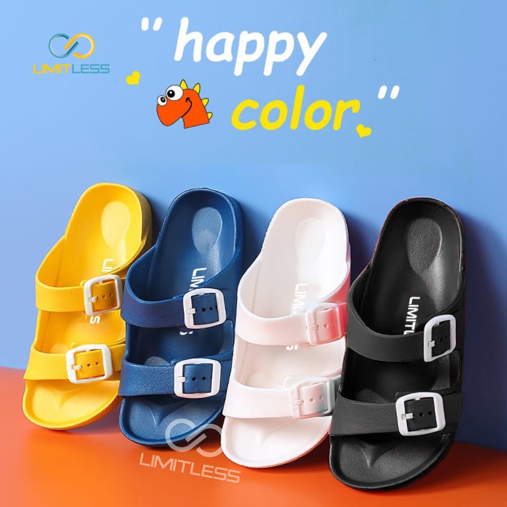 Limitless - Sandal Anak Cewek-Cowok Sandal Slip On Karet Polos Warna - Size 31-35