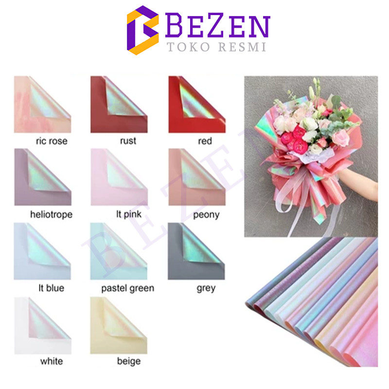 

HOLOGRAM WRAPPING PAPER (58 X 58 CM) / Hologram paper / Cellophane Paper /Kertas Bening / Aksesoris Bunga / kertas Cellophane Glitter