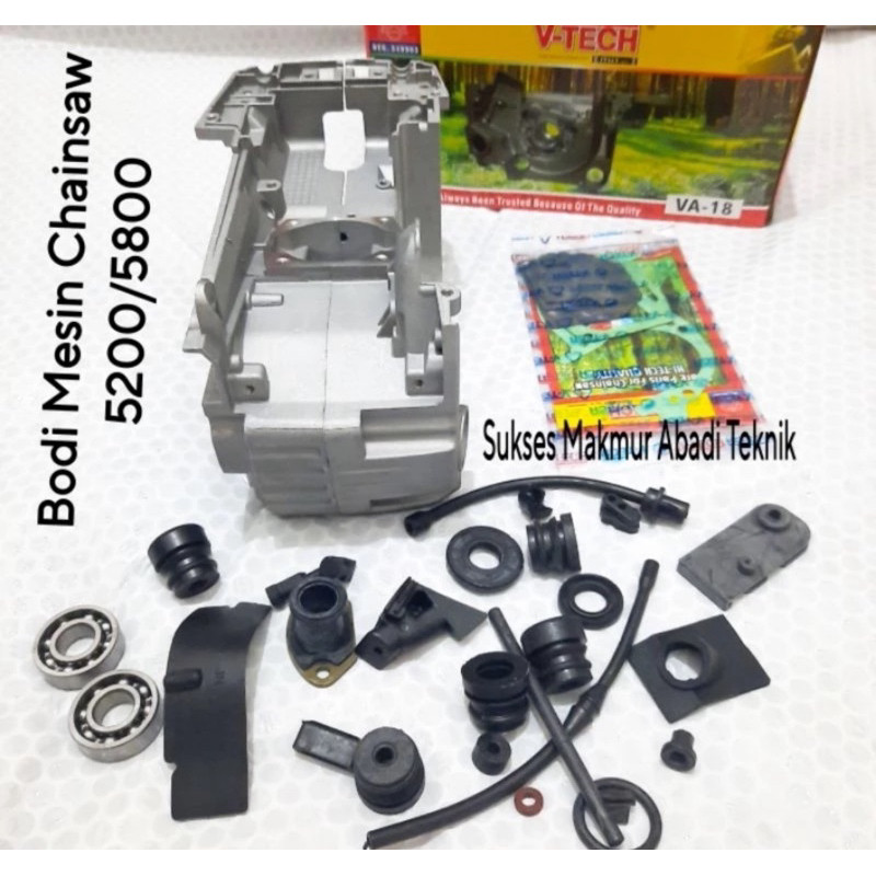 BODY MESIN CHAINSAW KOMPLIT DENGAN SEAL DAN PAKING KOMPLIT CHAINSAW 5200 5800 SINSO SENSO MINI