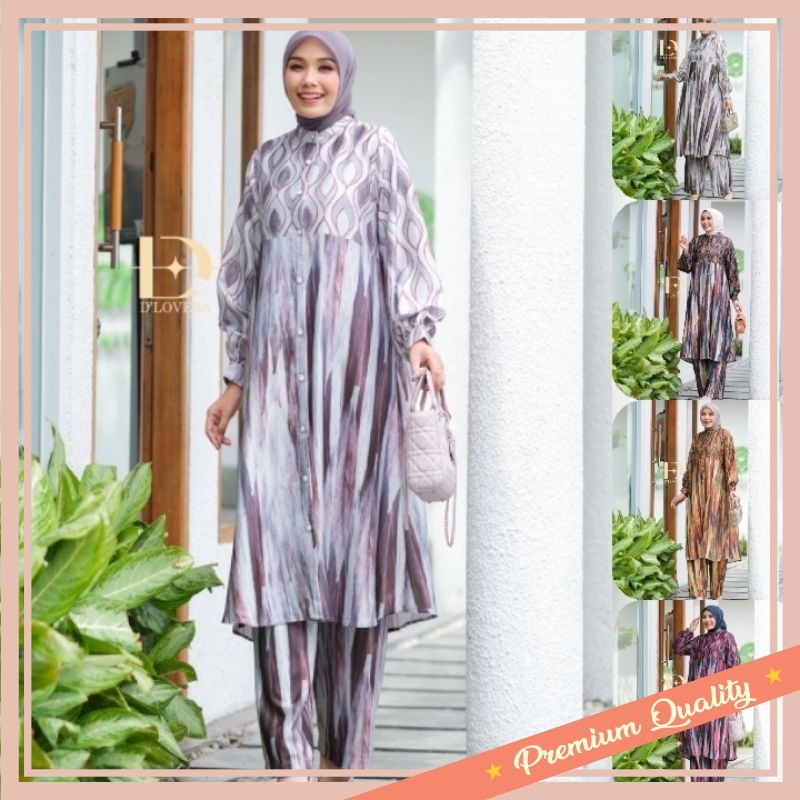 GAMIS CEWEK LEBARAN 2025 CANTIK / DLOVERA  Baju Setelan Celana one set Bianca set By D'Lovera. Tzyn 