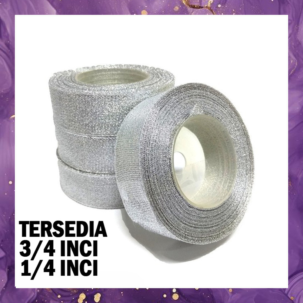 

(SBA) Pita Metalik Silver Perak Kerajinan Tangan Ribbon Glitter Hampers Kado ST4528A5