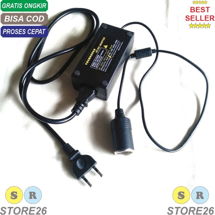 (GTC) Converter Adaptor Colokan Lighter Mobil AC ke Colokan Rumah - DC 12V