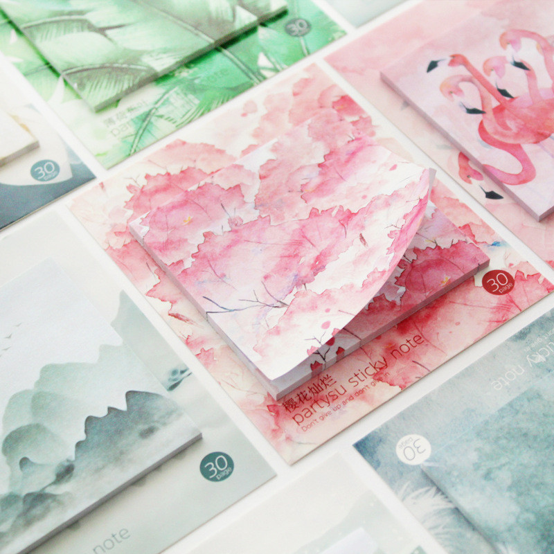

Cherry Blossom Flamingo Planner Stickers N Times Sticky Notes Memo Pad Kawaii Stationery Memo Pads Note Pad Office Decoration
