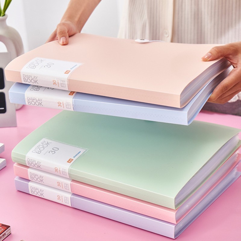 

30/60 Pages File Bag A4 Transparent Binder File Folder Storage Student Test Paper Classification Organization Office Supplies