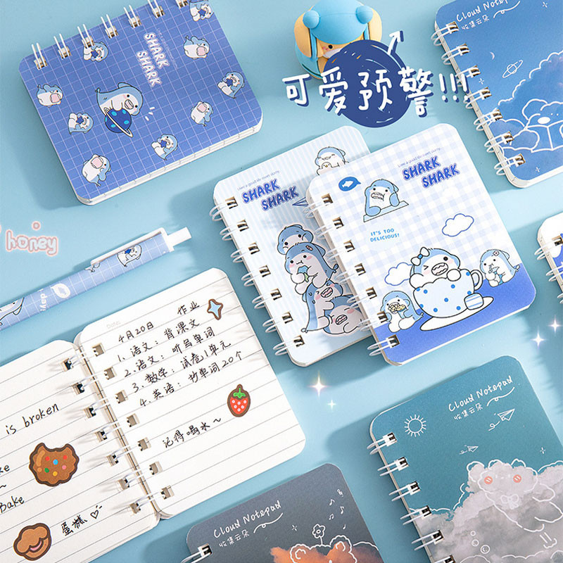 

1/2/3 Random Kawaii Books Set A7 Small Notepad Coil Notebook 80 Sheets Cute Korean Stationery School Supplies for Students