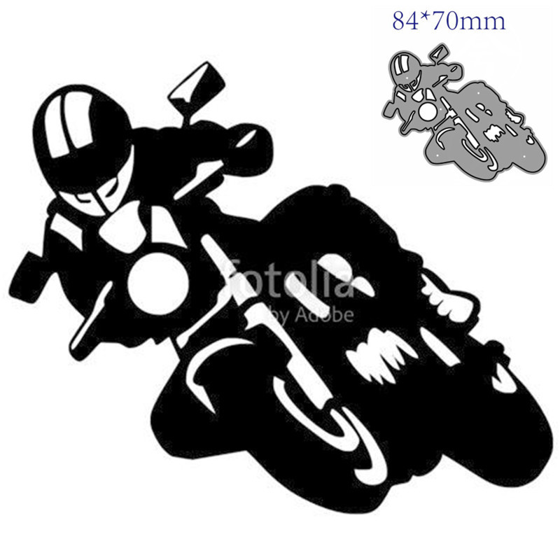 

Metal Cutting Dies Cut Mold Ride a motorcycle Decoration Scrapbook Paper Craft Knife Mould Blade Punch Stencils