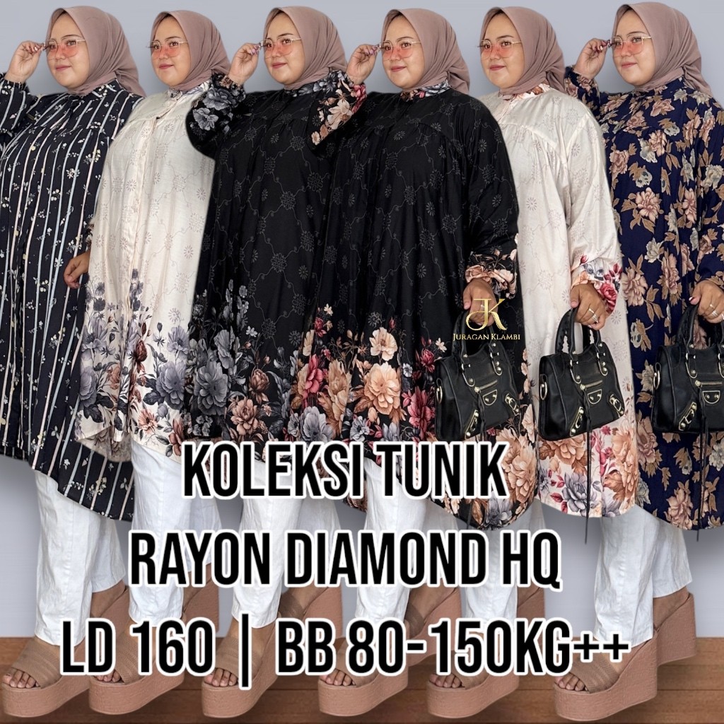 [Sale] Tunik Morif Super Jumbo LD 160 Bahan Rayon Diamond Adem Lembut Nyaman Dipakai BB 80-150KG+ Fr