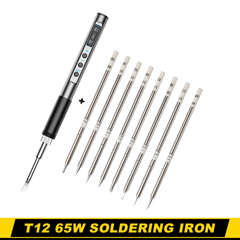 PTS100 T12 Soldering Iron PD Power Supply 65W Digital Display Adjustable Fast Heating Portable Solde
