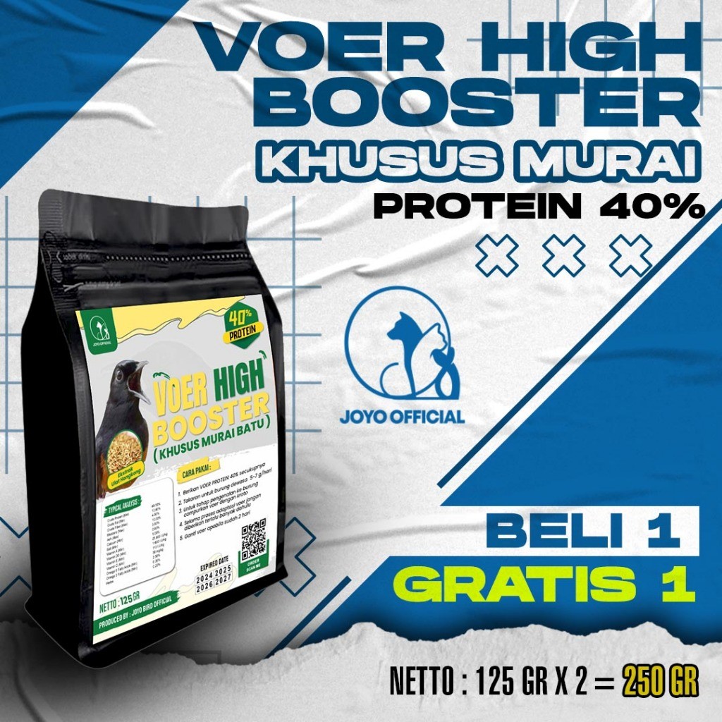 BELI 1 GRATIS 1 MAKANAN BURUNG MURAI HIGH BOOSTER | VOER HIGH BOOSTER  PROTEIN 40% ( KHUSUS MURAI BA