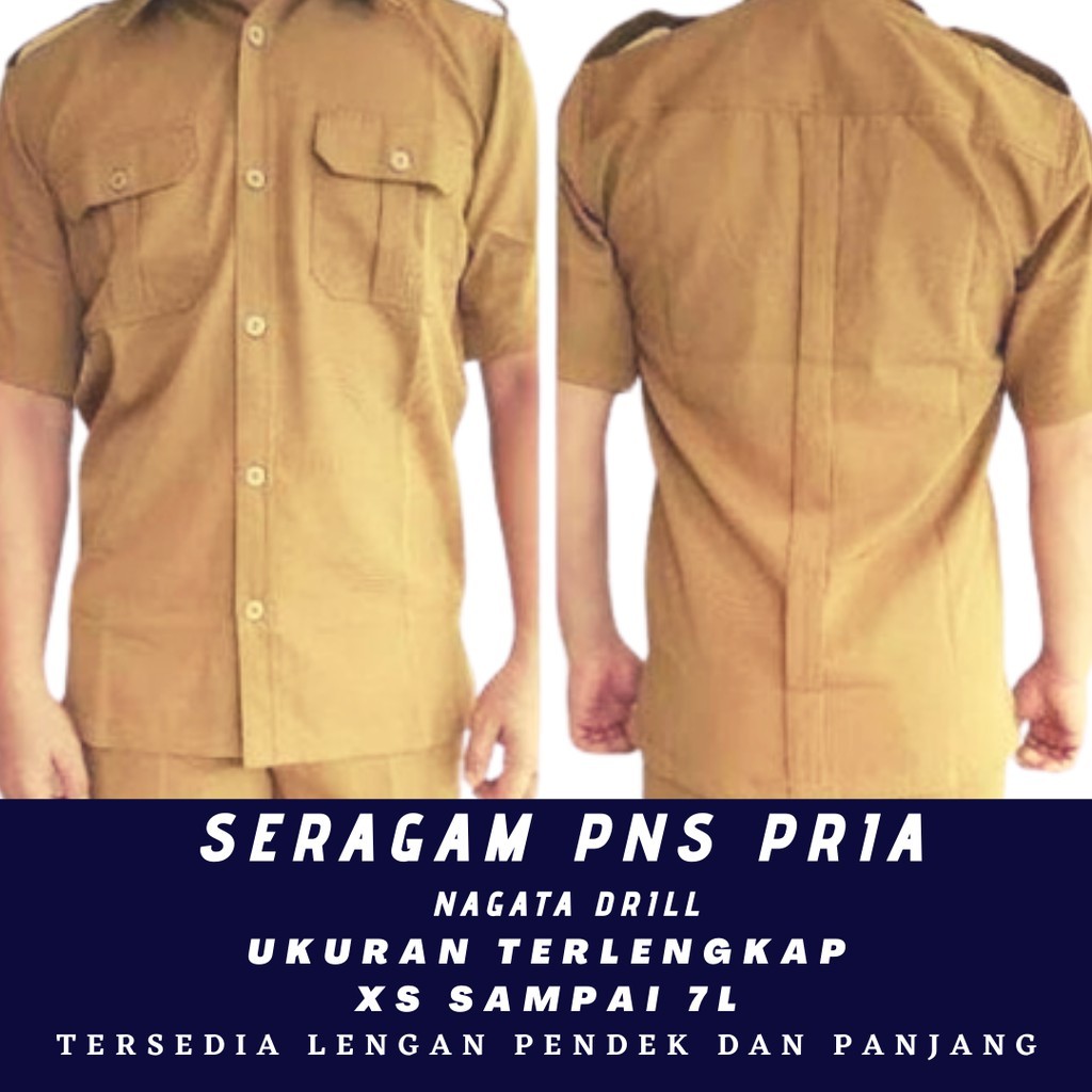 BAHAN PREMIUM / Seragam PNS Pria PDH Pemda Nagata Drill Khaki Muda Ukuran XS sampai 7L