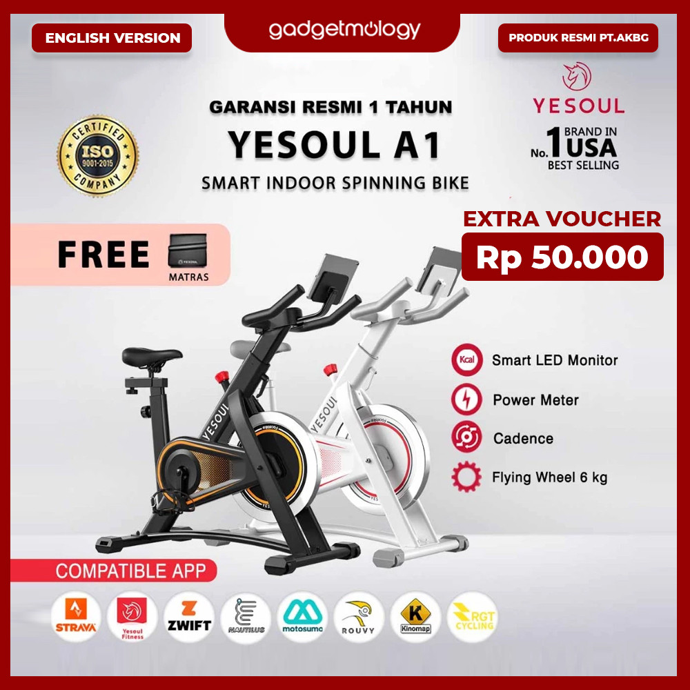 Yesoul A1 Smart Spinning Bike Magnetic Alat Fitness Sepeda Olahraga Statis Indoor Gym Strava Zwift