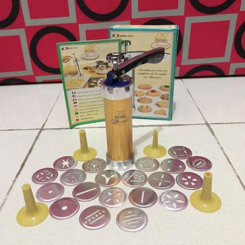 cetakan kue kering akar kelapa semprit gold kuningan 20pcs / cetakan kue semprit akar kelapa nagako 