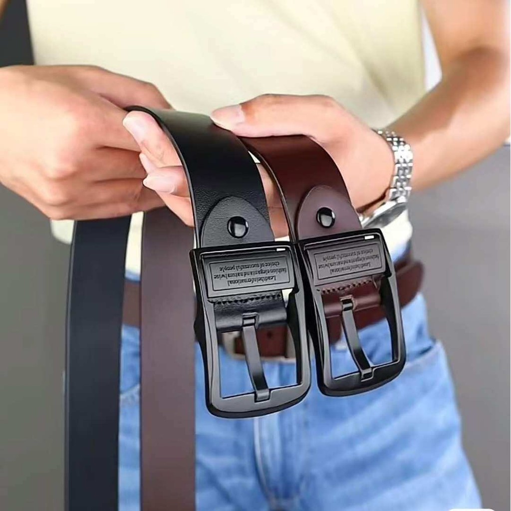 (DrMEMO) PALING LARIS promoSabuk kulit sapi asli sapi 2 lapisan korea fashion Gaya kancing pin klasi