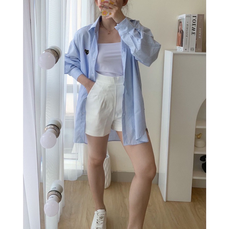 DHOLISHOP.ID Kemeja Oversize Salur / Kemeja Jumbo Salur Love Mata / Kemeja Stripe CDG / Kemeja Salur