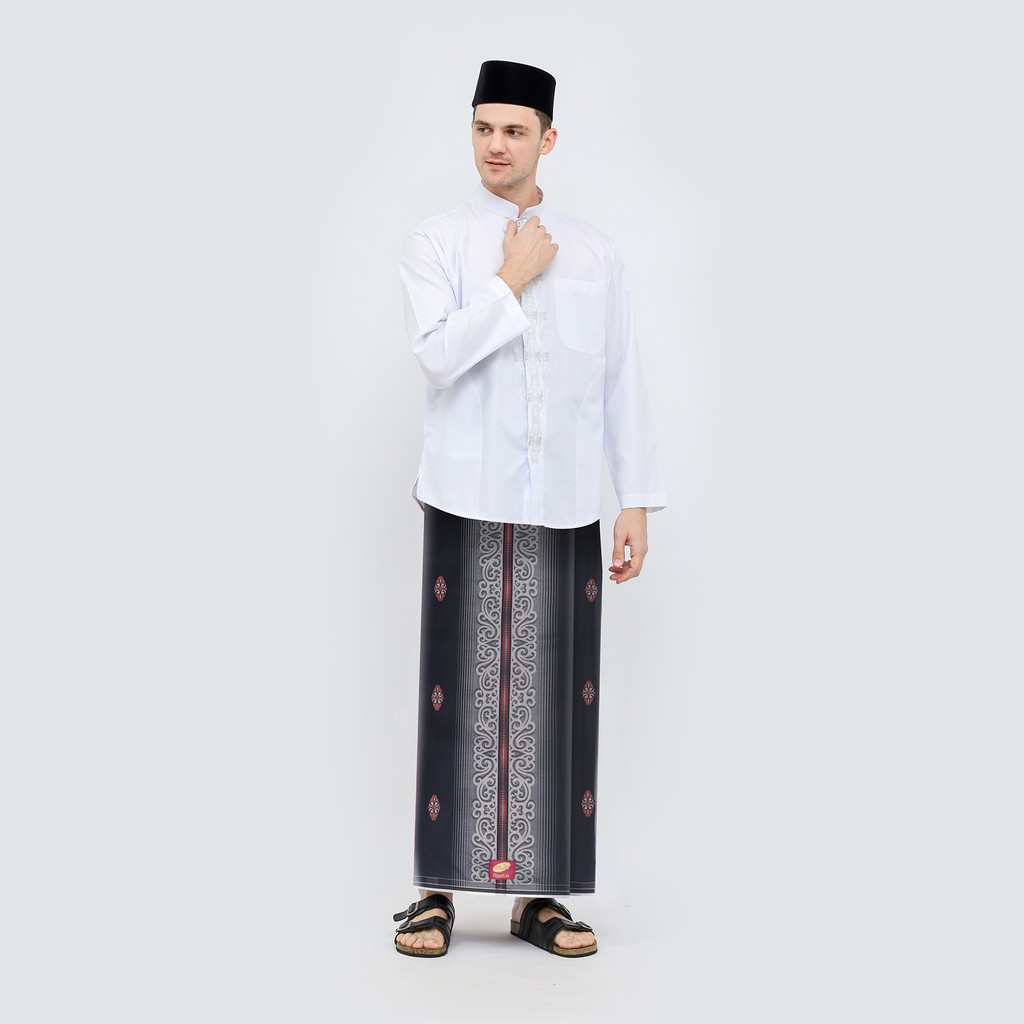 Sarung ATLAS Premium 790 Jacquard Songket Hitam Abu 01