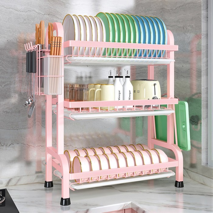 LARIS -Chosmo mall rak piring rak piring dapur rak penyimpanan piring susun - Gold(2)-Besar