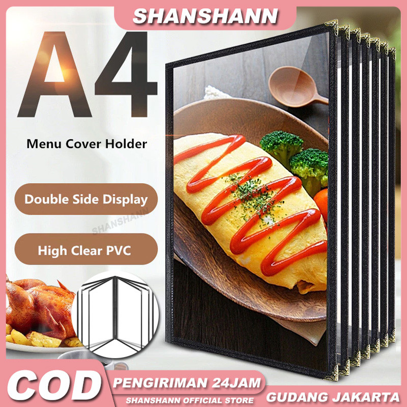 

2/4 Page A4 Buku Menu Restoran Kulit Cover Pelindung Menu Cover Menu A4 Sampul Buku Resto-Hitam 4 Halaman