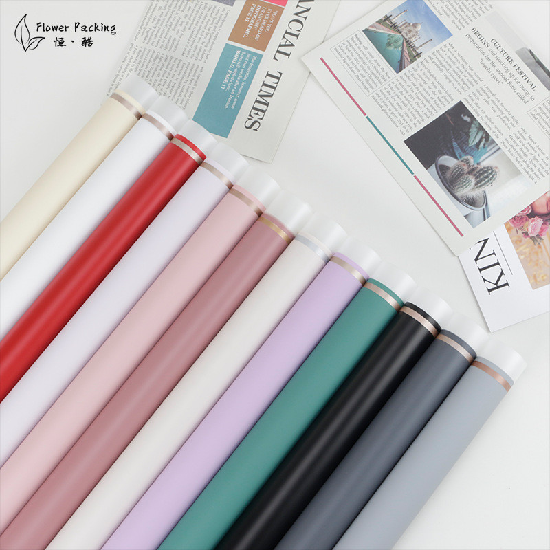 

20 LEMBAR Kertas Buket Bunga List Gold Frame Trasparan Florist Flower Wrapping Paper KB05