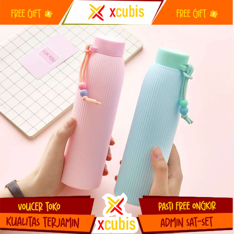 Botol Macaron Manik Korea  | Tumbler Aesthetic Kaca Korea