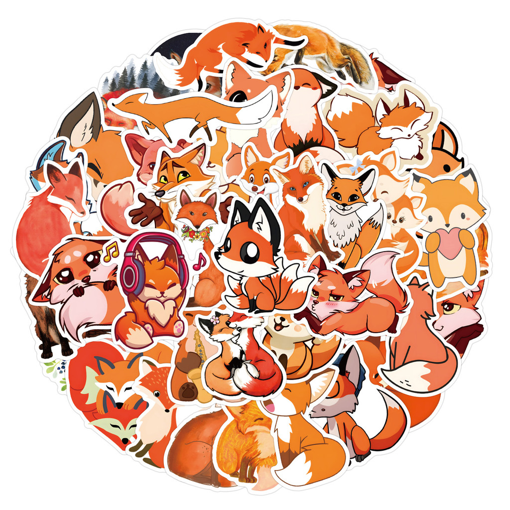 

10/60Pcs Lovely Fox Stickers Children Stationary Notebook Refrigerator Kawaii Vinyl Decal DIY Sticker for Kids Girls Toy Gift